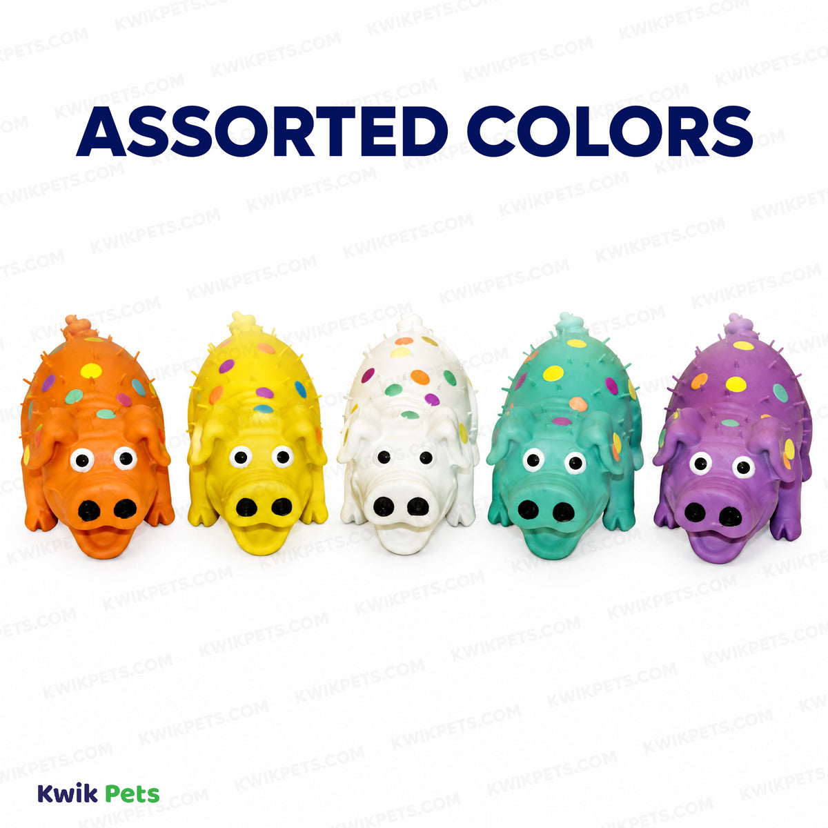 Assorted Colors of Multipet Globlets Latex Squeaky Pig Dog Toy Assorted 4-in