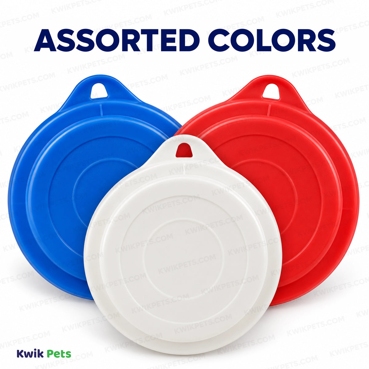 Assorted Colors of Van Ness Plastics Pet Food Can Cover Assorted