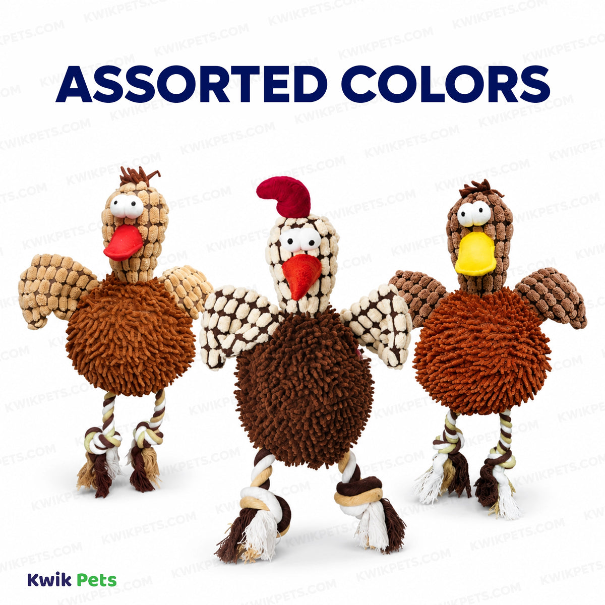 Assorted Colors Spot Giggler Plush Dog Toy Chicken Assorted 12-in