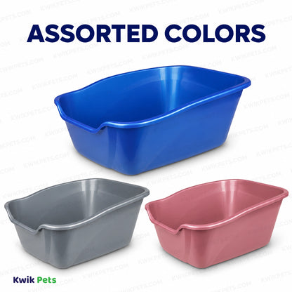 Assorted Colors of Van Ness Plastics High-Sides Cat Litter Pan Assorted Large