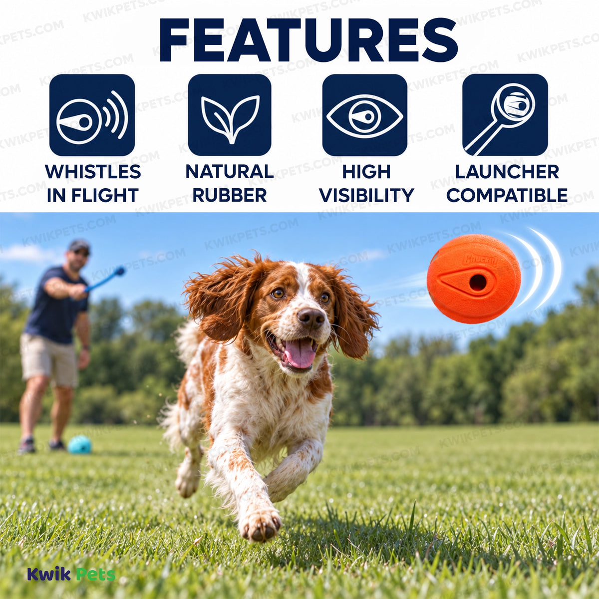 Features of Chuckit! The Whistler Ball Dog Toy Assorted Medium 2 Count