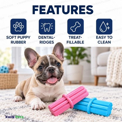 Features of KONG Teething Stick Puppy Toy Assorted Small