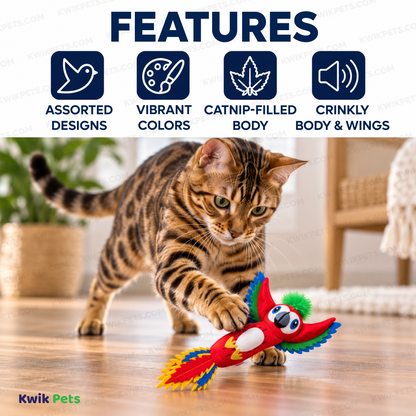 Features of KONG Tropics Bird Cat Toy Assorted One Size
