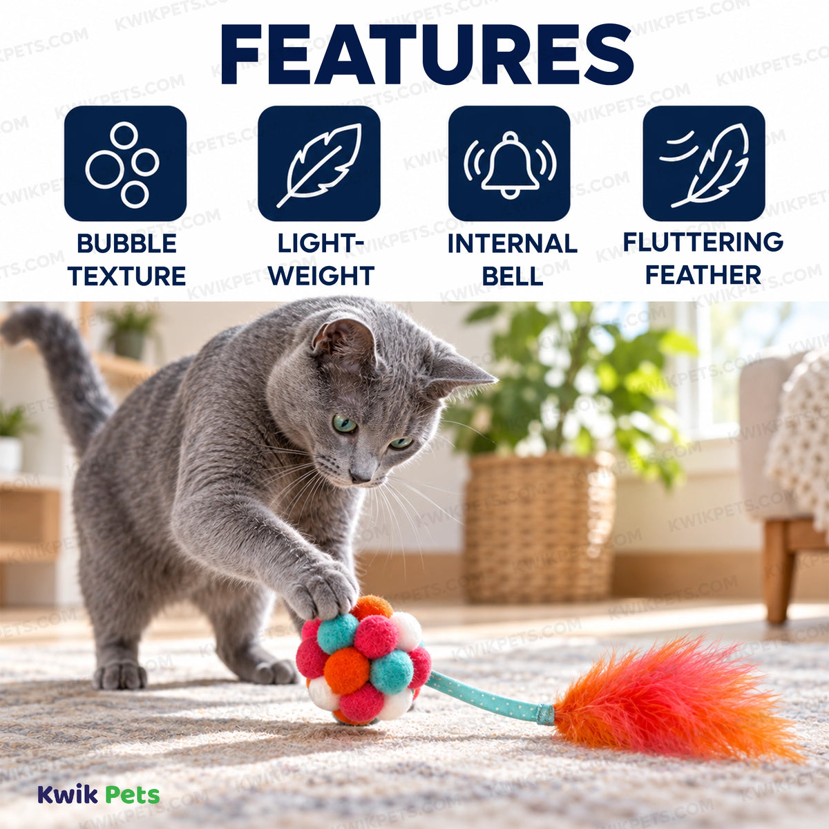Features of KONG Active Bubble Ball Cat Toy Assorted One Size
