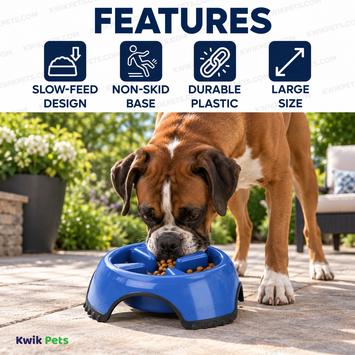 Features of JW Pet Skid Stop Slow Feed Dog Bowl Assorted Medium