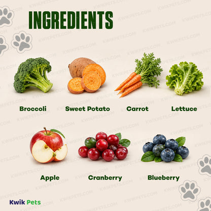 Ingredients info of Northwest Naturals Functional Freeze Dried Dog & Cat Food Topper Veggie and Fruits 3-oz
