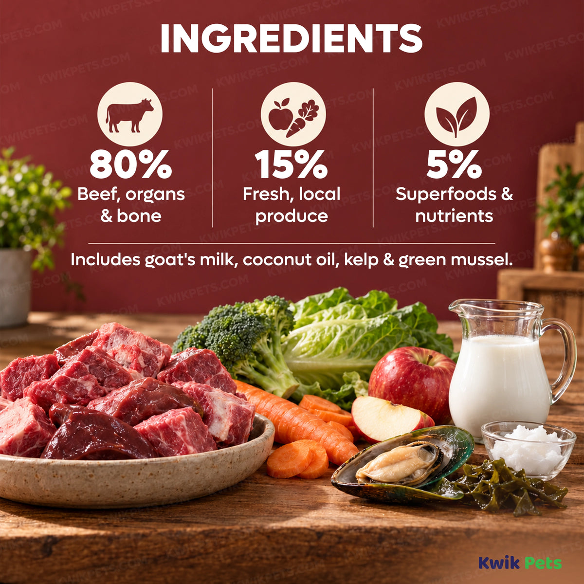Ingredients info of Steve's Real Food Freeze-Dried Nuggets Raw Dog & Cat Food Beef Recipe 1.25-lb