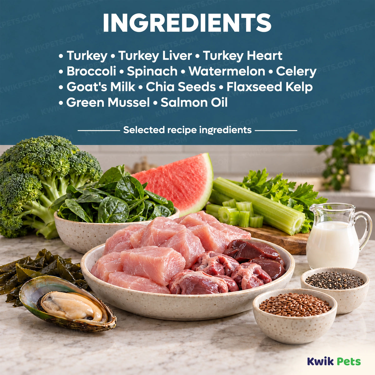 Ingredients info of Steve's Real Food Freeze-Dried Nuggets Raw Dog & Cat Food Turkey Recipe 1.25-lb