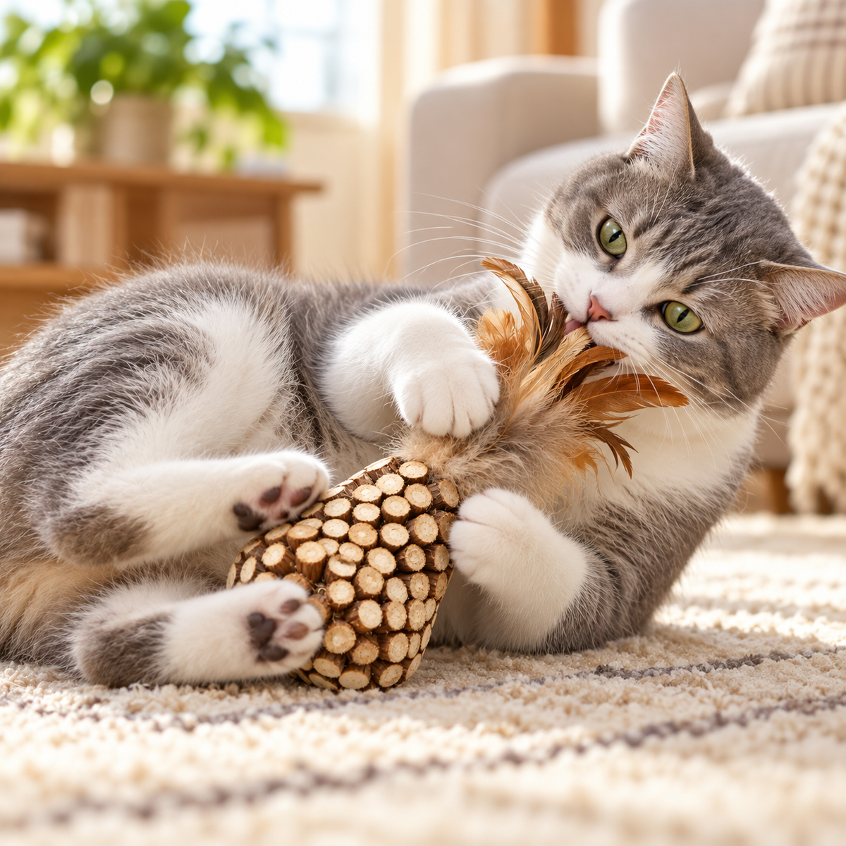 Lifestyle of Spot Silver Vine Chunky Cat Toy Assorted Tan/Brown 6-in