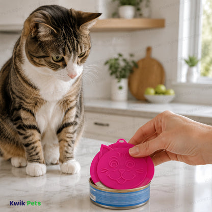 Lifestyle of Petmate Kitty Kaps Pet Food Can Topper Clipstrip Display Assorted One Size