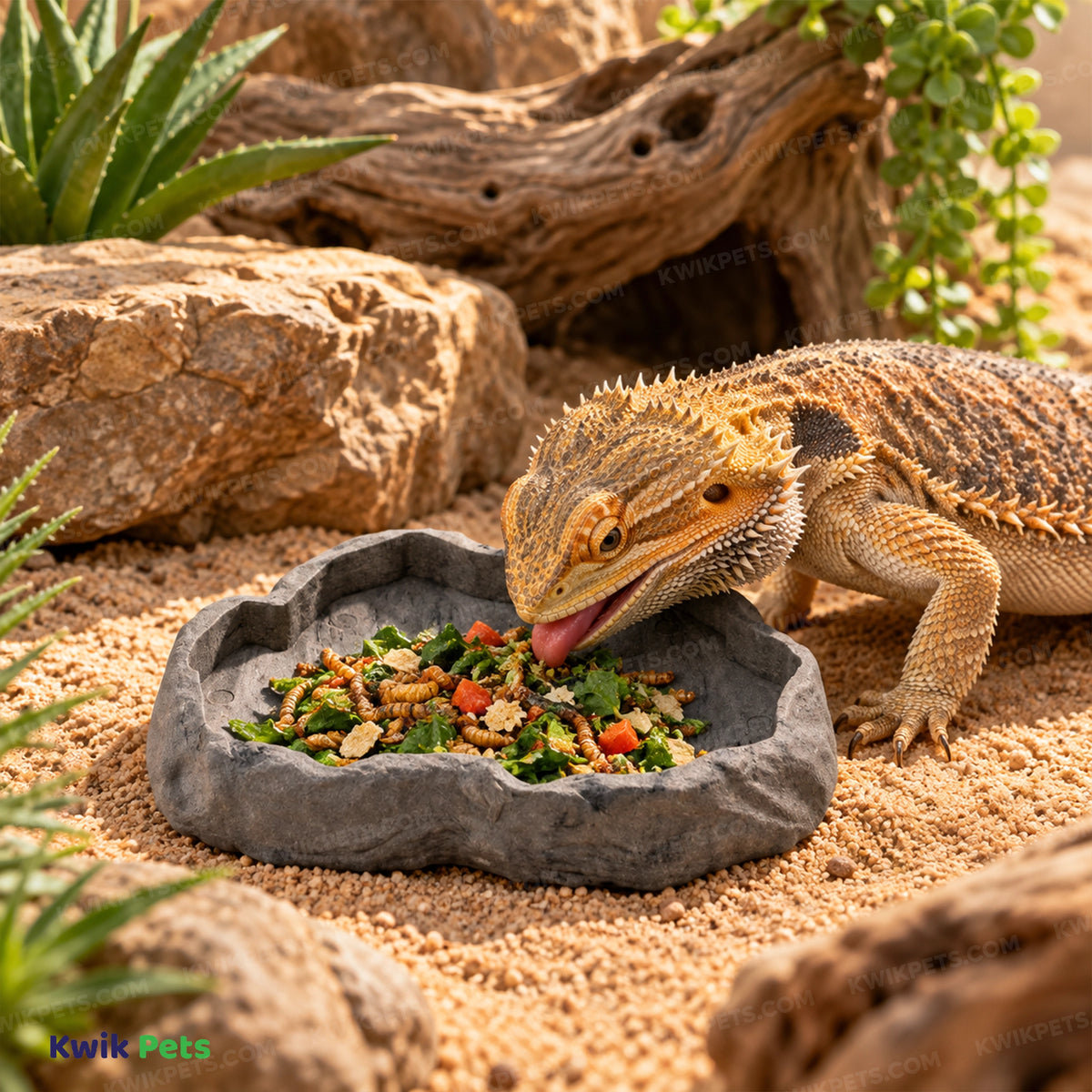 Lifestyle of Zoo Med Repti Rock Food Dish Assorted Medium