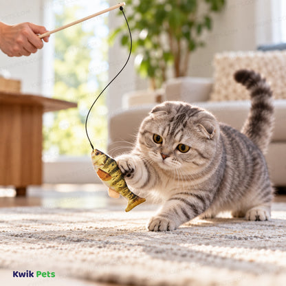 Lifestyle of Spot Gone Fishin' Teaser Wand Cat Toy with Catnip Assorted