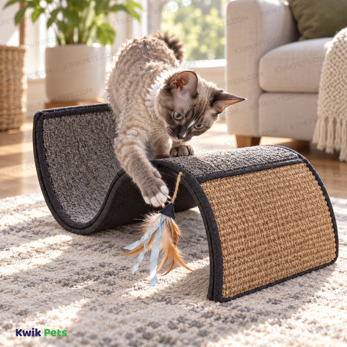 Lifestyle of Petlinks Dream Curl Multi-Surface Scratcher Cat Toy Assorted