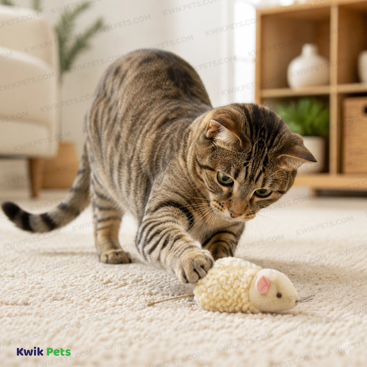 Lifestyle of SmartyKat Madcap Mouse Refillable with Catnip Tube Cat Toy Assorted
