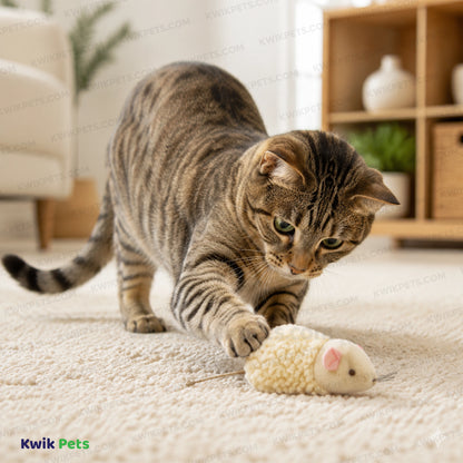 Lifestyle of SmartyKat Madcap Mouse Refillable with Catnip Tube Cat Toy Assorted