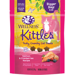 Wellness Kittles Natural Grain-Free Crunchy Cat Treats Salmon & Cranberries Recipe 6-oz