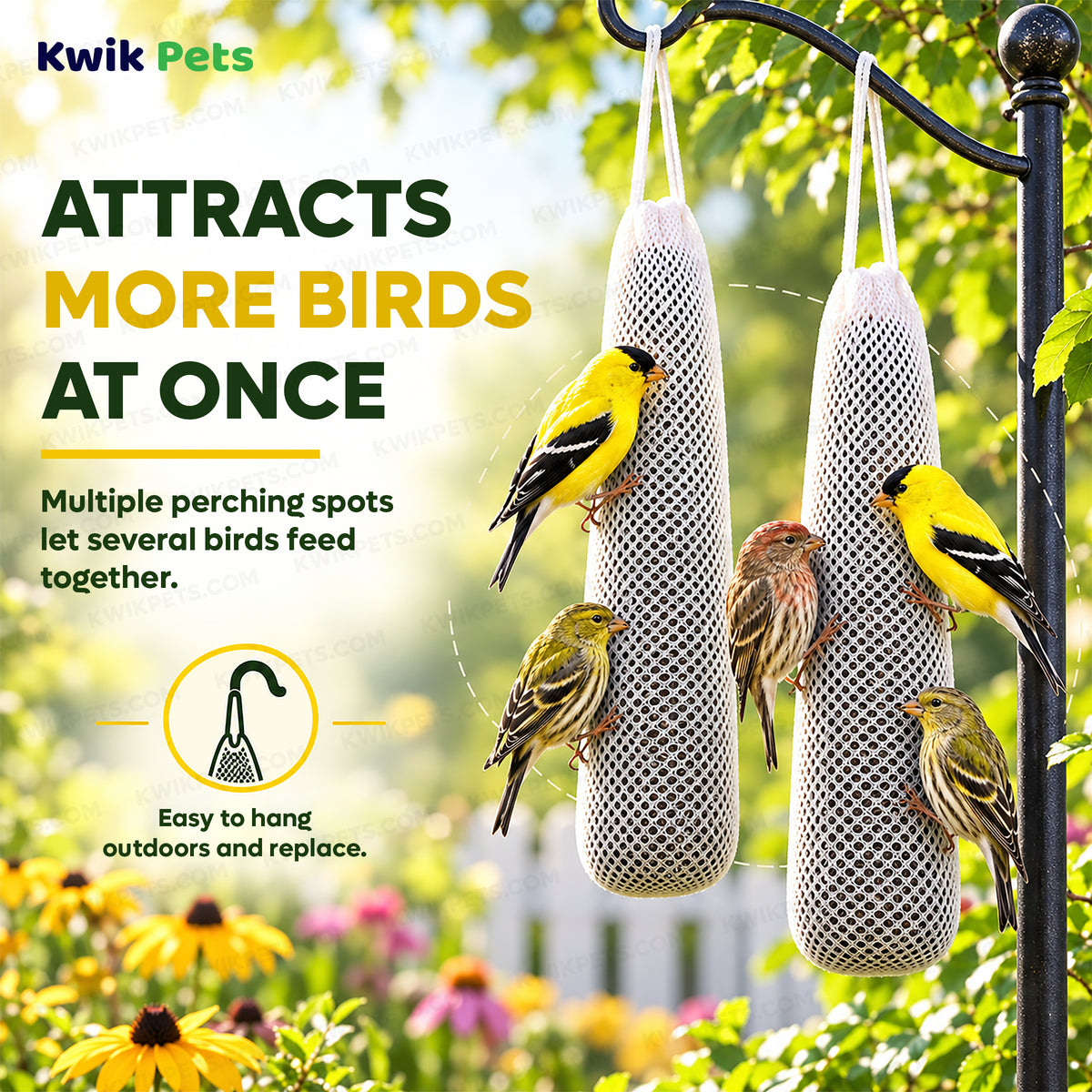 Attracts more birds at once of Kaytee Nyjer Finch Sock Wild Bird Food Instant Feeder 13-oz