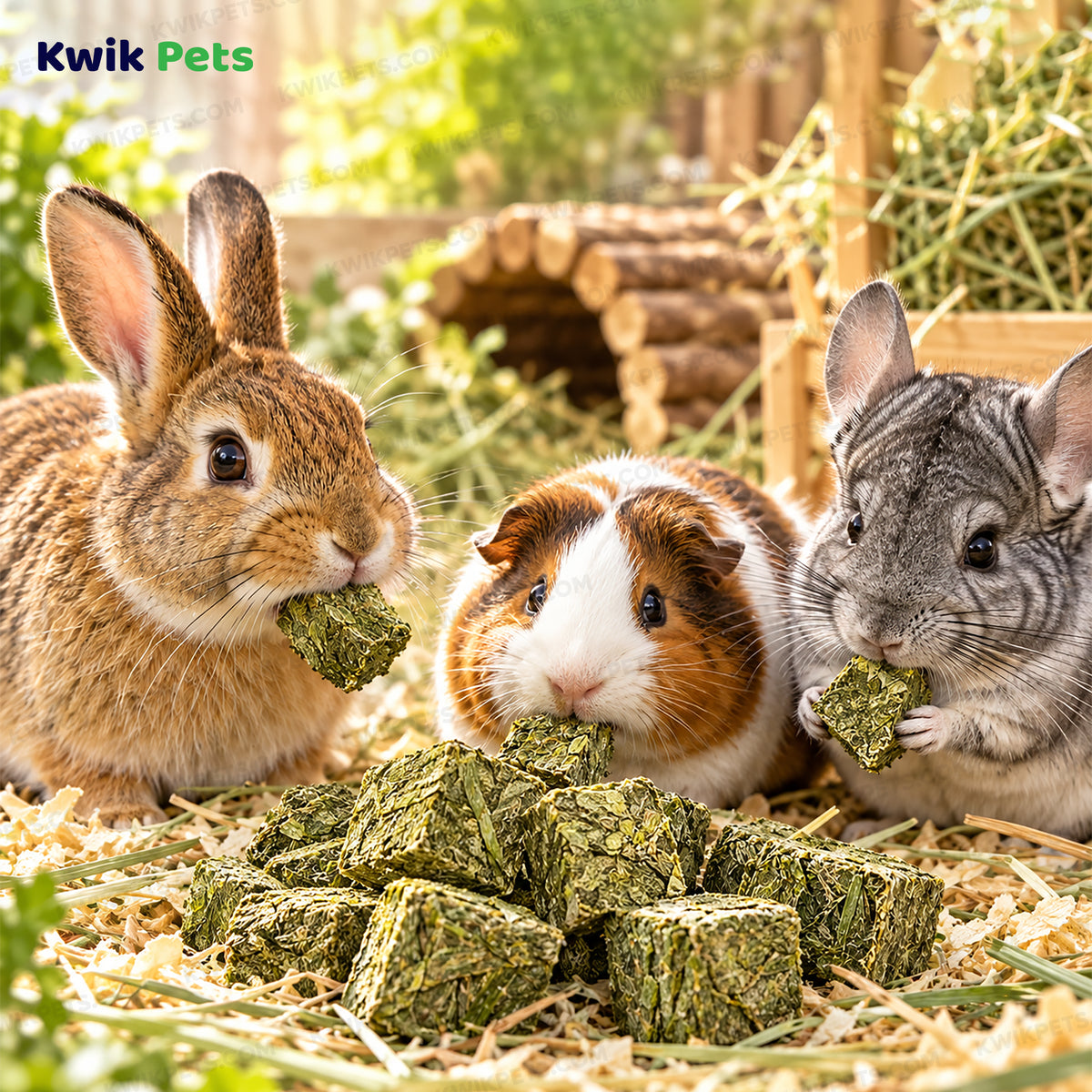 Lifestyle of Kaytee Timothy Hay Blend Cubes for Small Animals 1-lb
