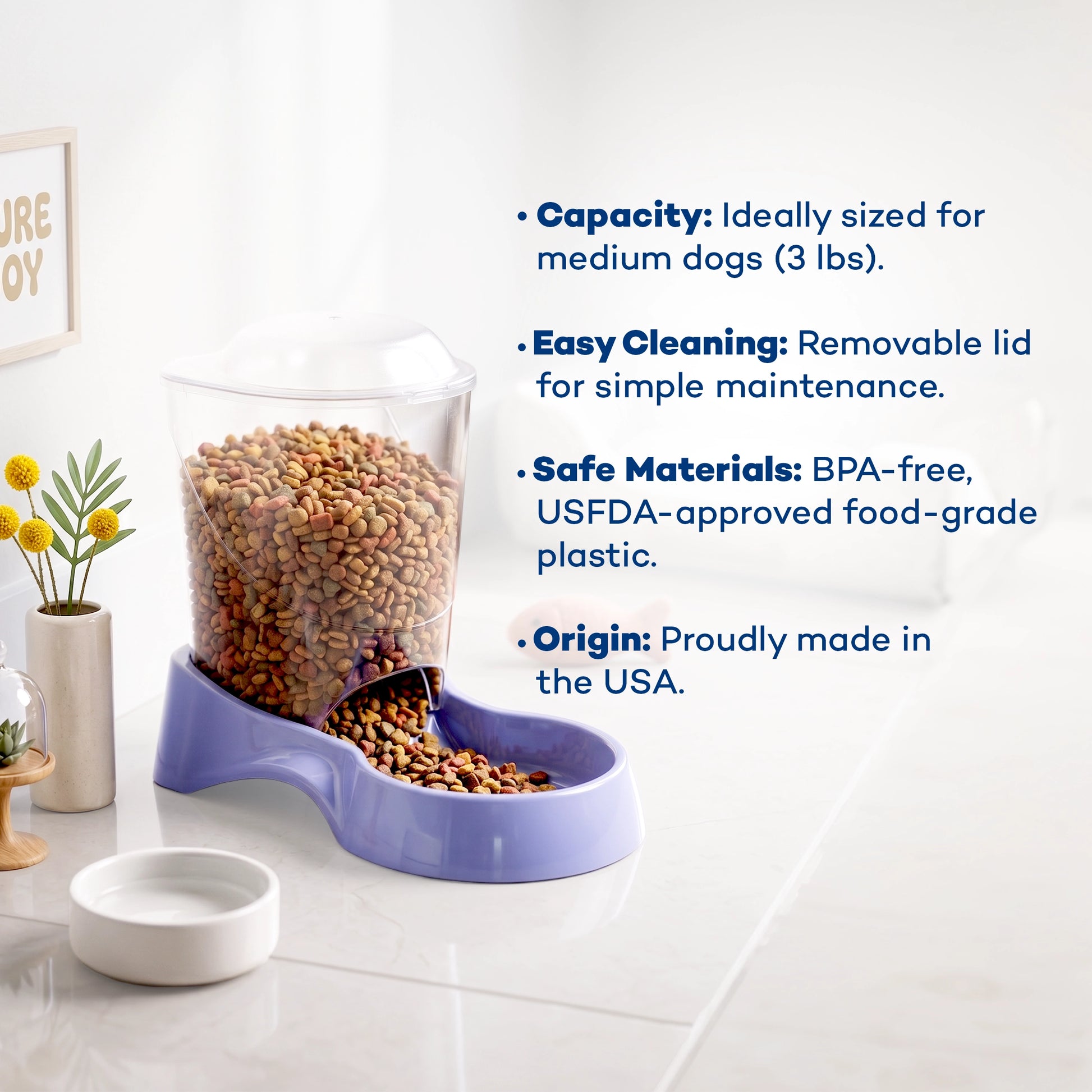 Features of Van Ness Plastics Auto Pet Feeder Assorted Small 3-lb