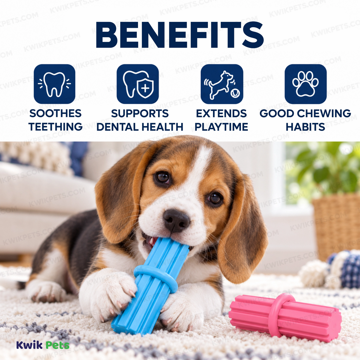 Benefits of KONG Teething Stick Puppy Toy Assorted Small