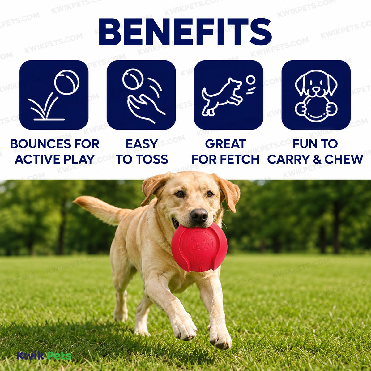 JW Pet iSqueak Bouncin' Baseball Dog Toy Assorted Large, Kwik Pets