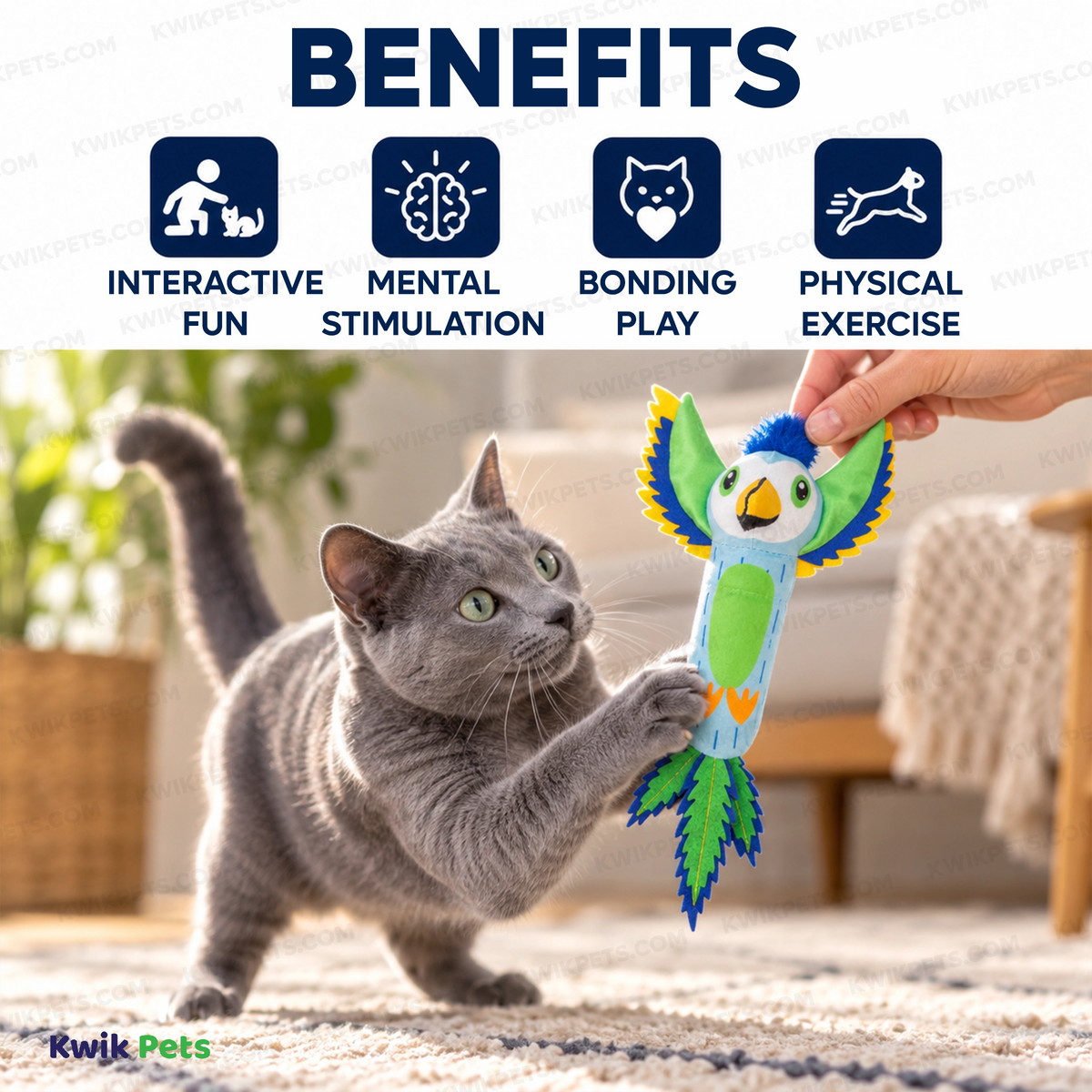 Benefits of KONG Tropics Bird Cat Toy Assorted One Size