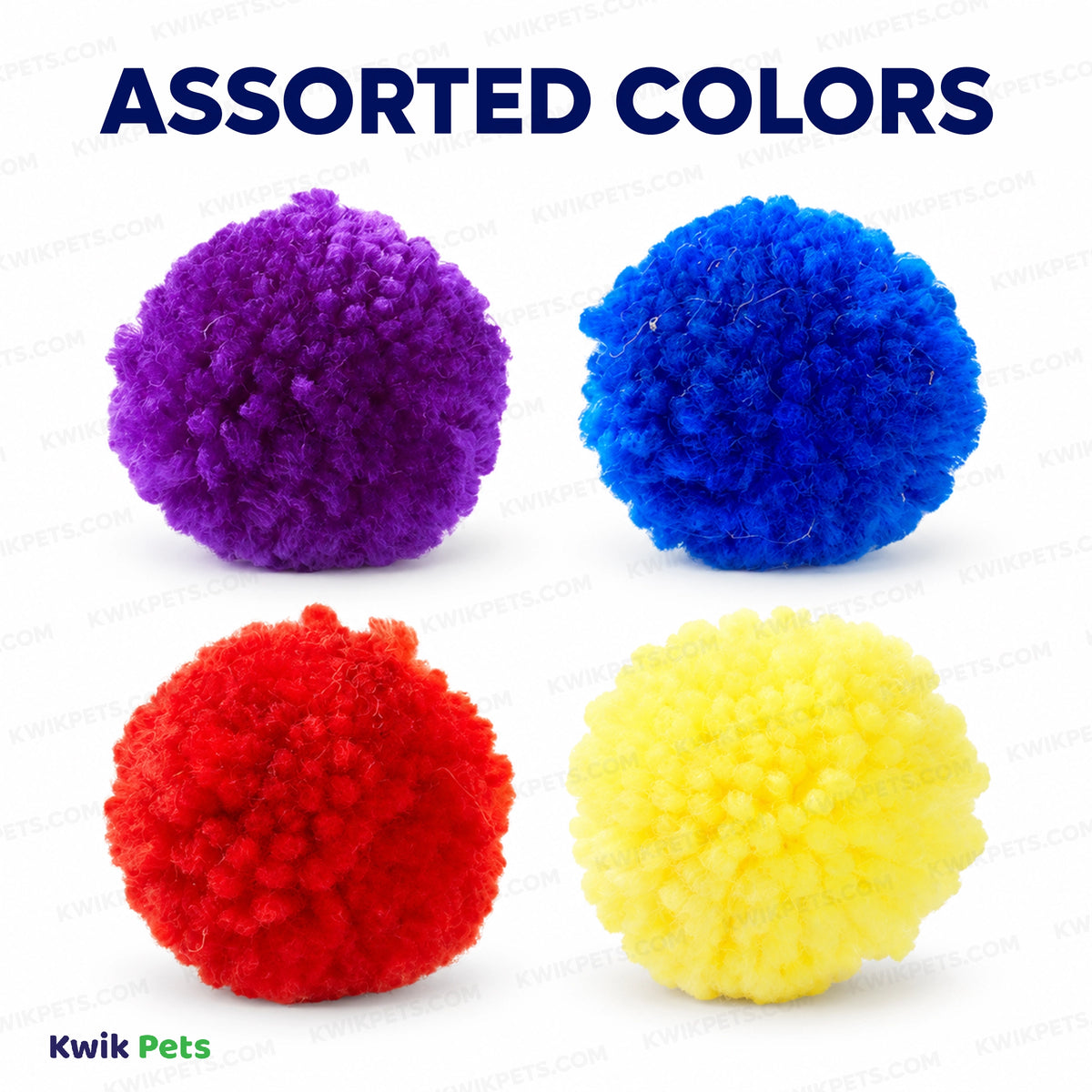 Assorted Colors of Spot Wool Pom Poms Cat Toy with Catnip Assorted 4 Count 1.5-in