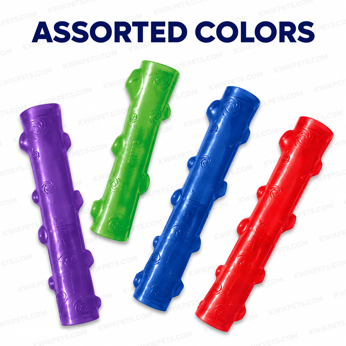Assorted Colors of KONG Squeezz Stick Dog Toy Assorted Medium