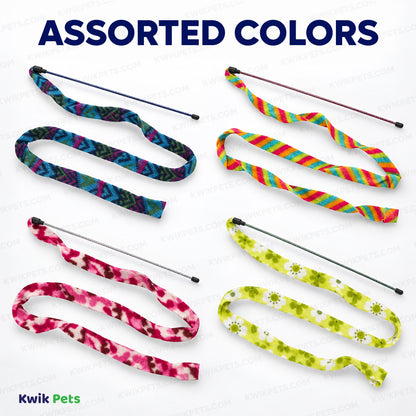 Assorted Colors of Ethical Pet Cat Prancer Fleece Frenzy Wand Cat Toy Assorted One Size
