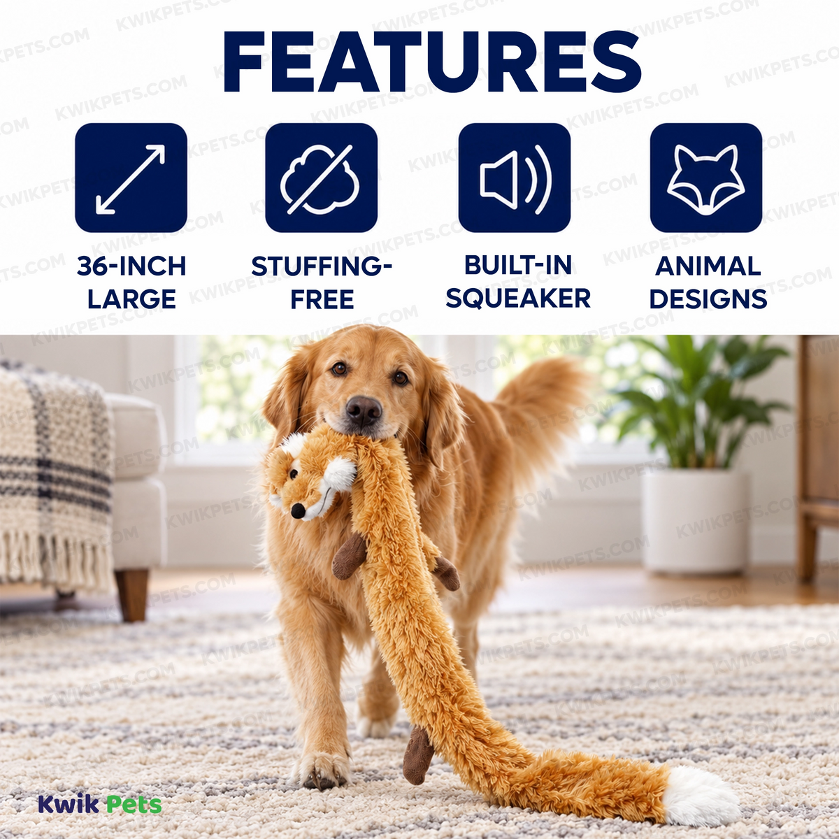 Features of Skinneeez Jumbo Dog Toy Assorted 36-in