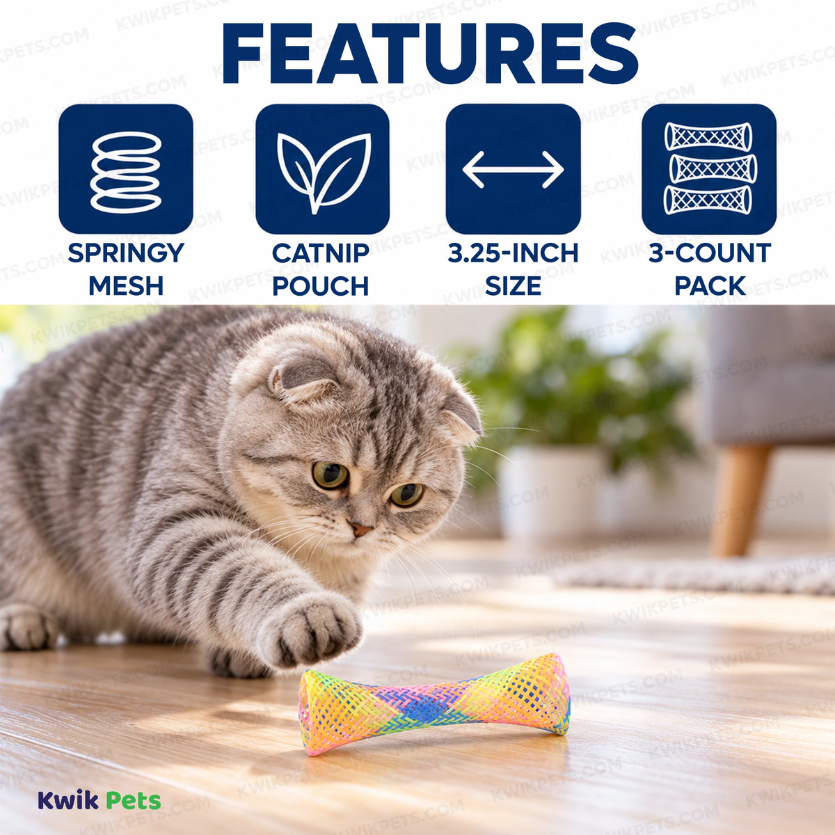 Features of Spot Kitty Fun Tubes Catnip Cat Toy Assorted 3 Count 3.25-in
