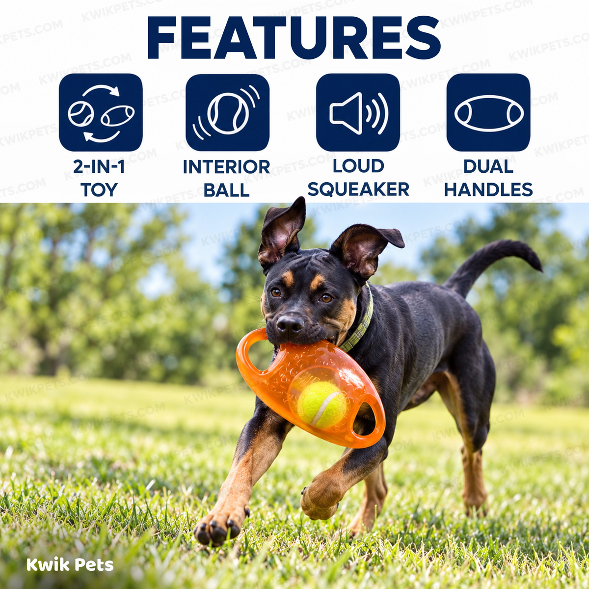 Features of KONG Jumbler Dog Toy Football Assorted Medium/Large