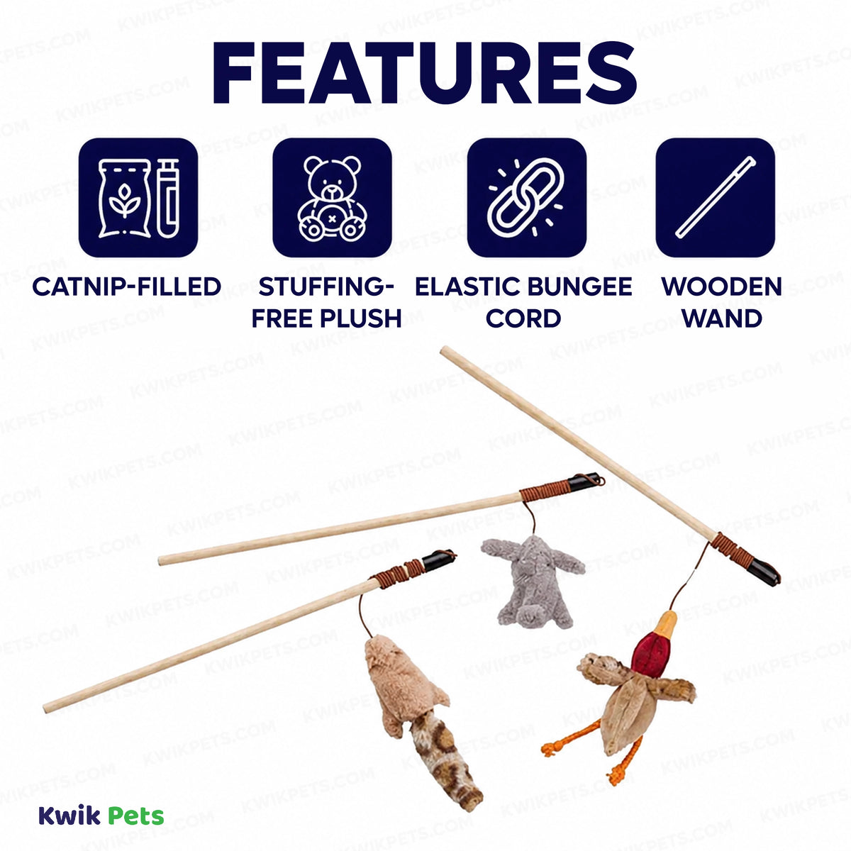 Features of Skinneeez Friends Teaser Wands with Catnip Cat Toy Assorted 12-in