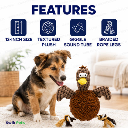 Features of Spot Giggler Plush Dog Toy Chicken Assorted 12-in