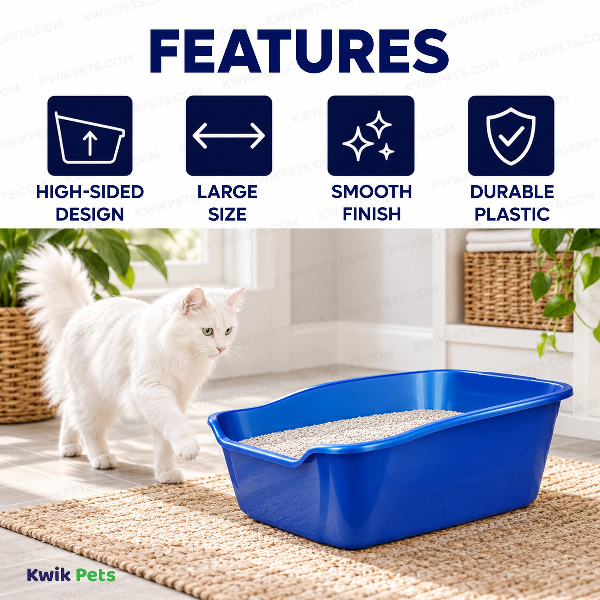 Features of Van Ness Plastics High-Sides Cat Litter Pan Assorted Large
