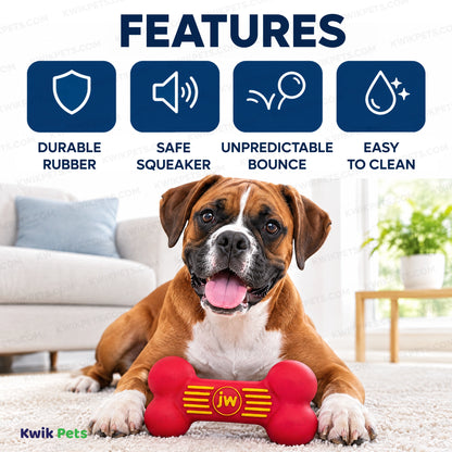 Features of JW Pet iSqueak Bone Dog Toy Assorted Medium