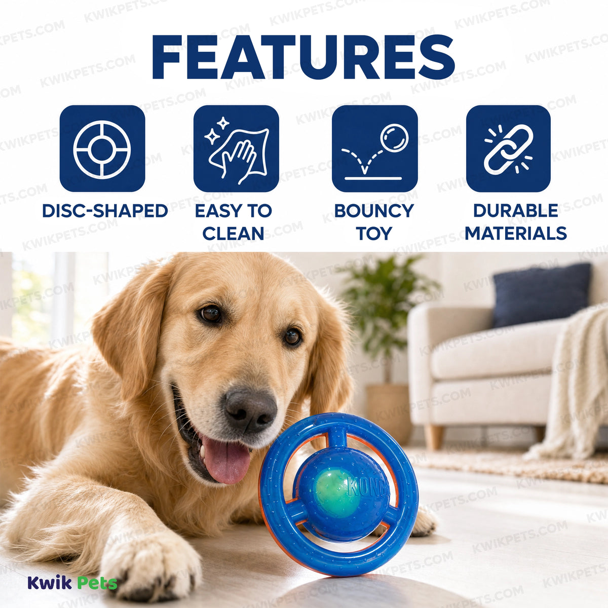 Features of KONG Jumbler Dog Toy Disc Assorted Medium/Large