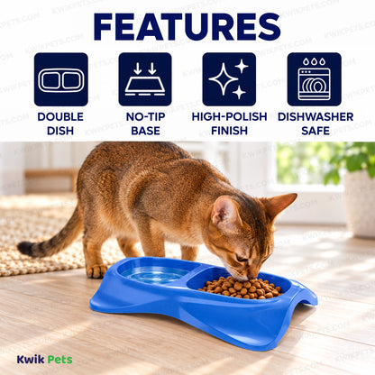 Features of Van Ness Plastics Lightweight Double Dish for Cats Assorted Medium