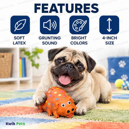 Features of Multipet Globlets Latex Squeaky Pig Dog Toy Assorted 8.25-in