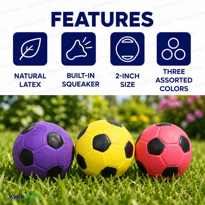 Features of Spot Latex Soccer Ball Dog Toy Assorted 2-in