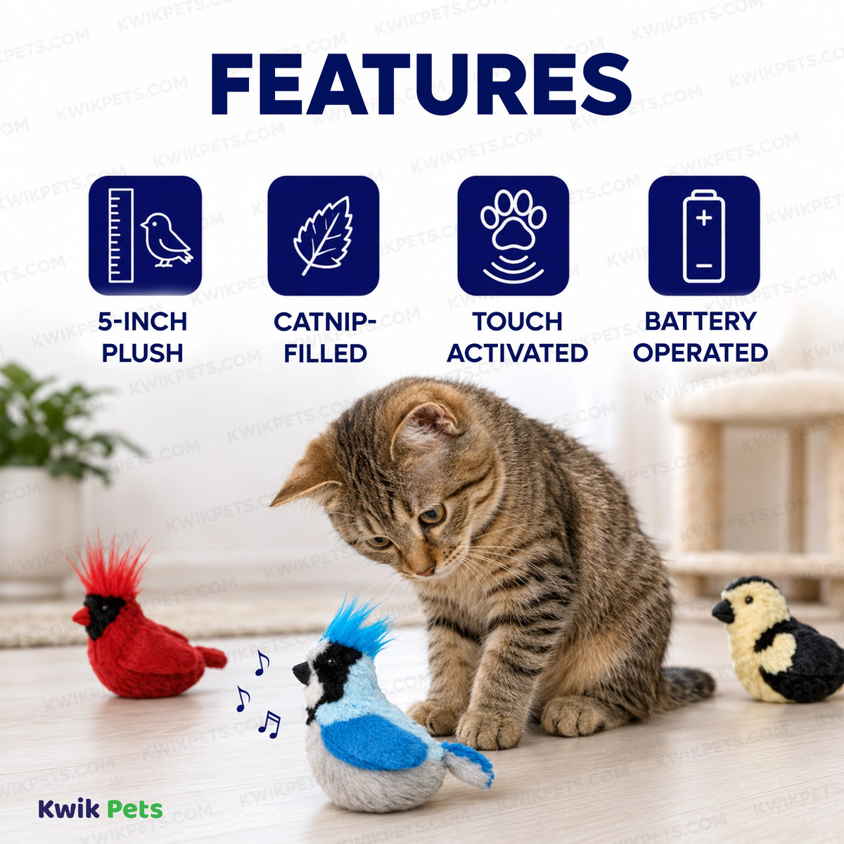 Features of Spot Songbird Cat Toy with Catnip Assorted 5-in