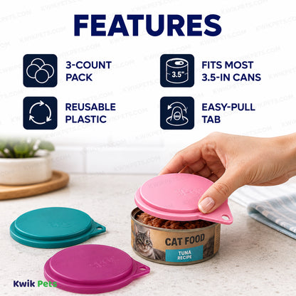 Features of Spot Pet Food Can Covers Assorted 3 Count 3.5-in