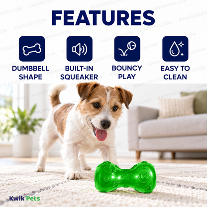 Features of KONG Squeezz Dumbbell Dog Toy Assorted Small