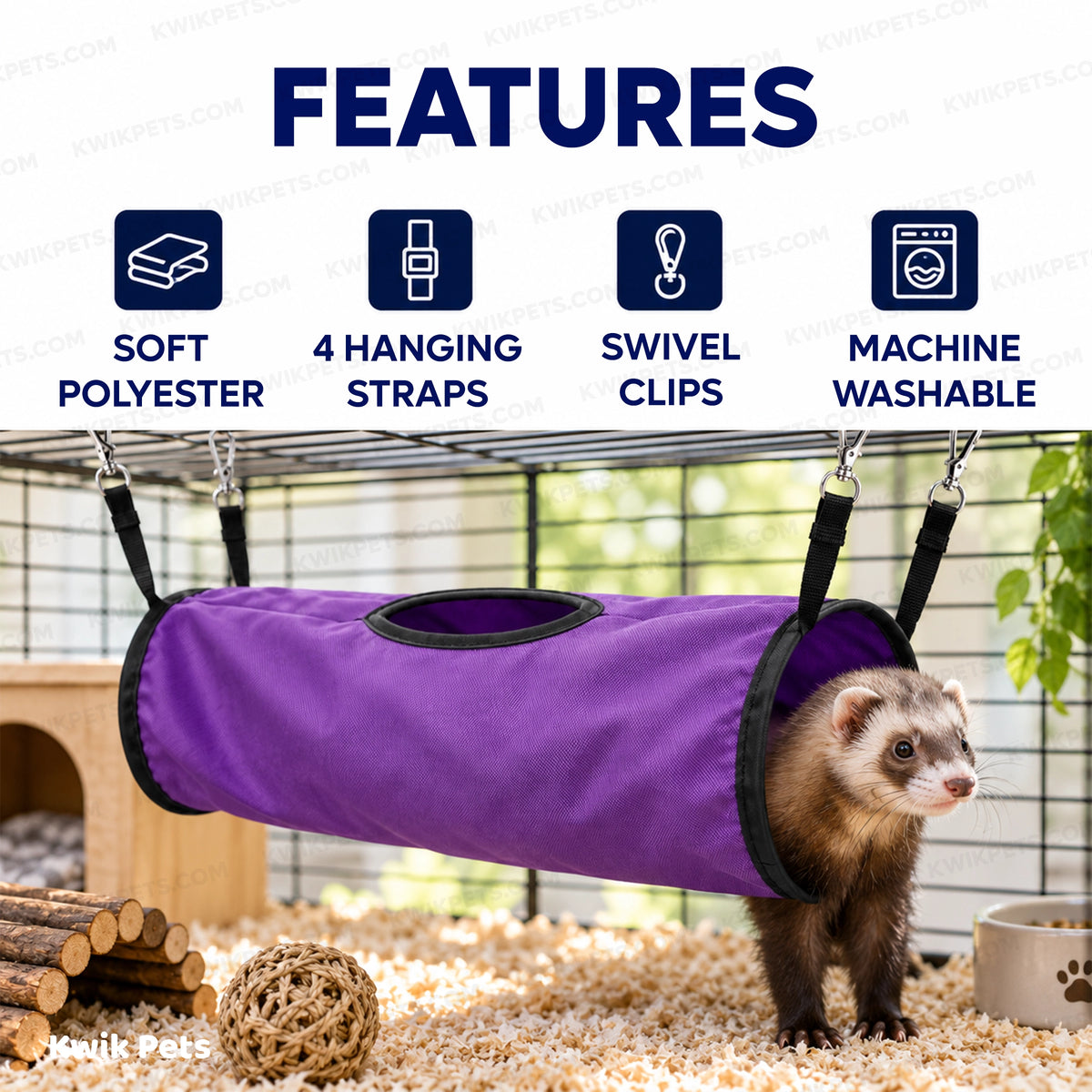 Features of Kaytee Simple Sleeper Play Tunnel for Small Animals Assorted 15 in X 4.5 in