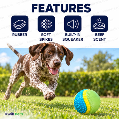 Features of Spot Sensory Ball Dog Toy Assorted Medium 3.25-in
