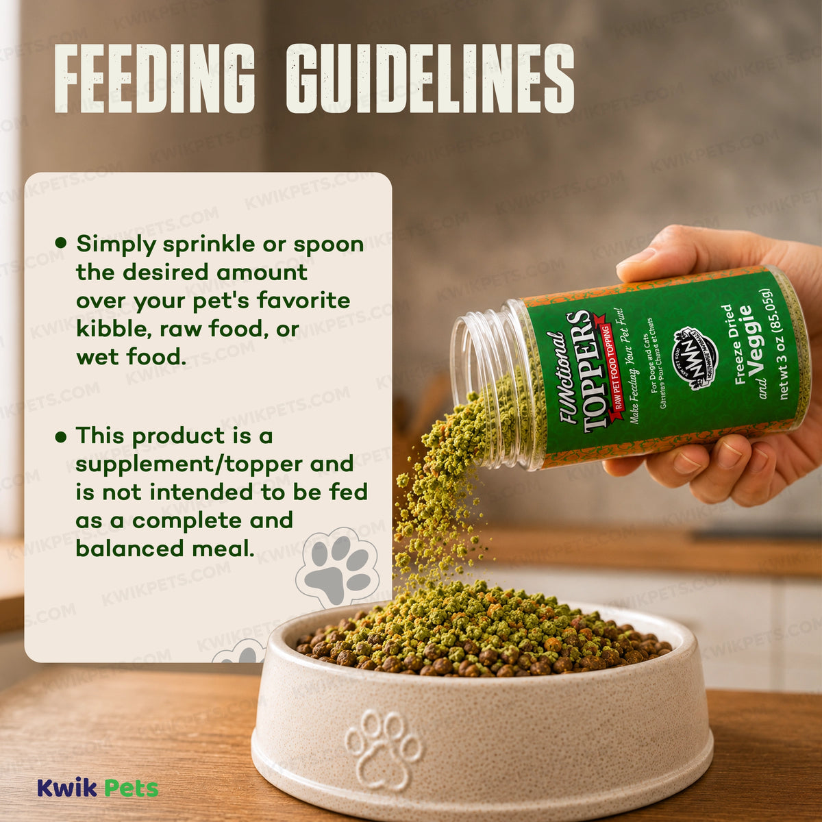 Feeding Guide Lines of Northwest Naturals Functional Freeze Dried Dog & Cat Food Topper Veggie and Fruits 3-oz