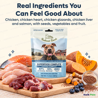 Ingredients info of Badlands Ranch Superfood Complete Air-Dried Dog Food Chicken 24-oz
