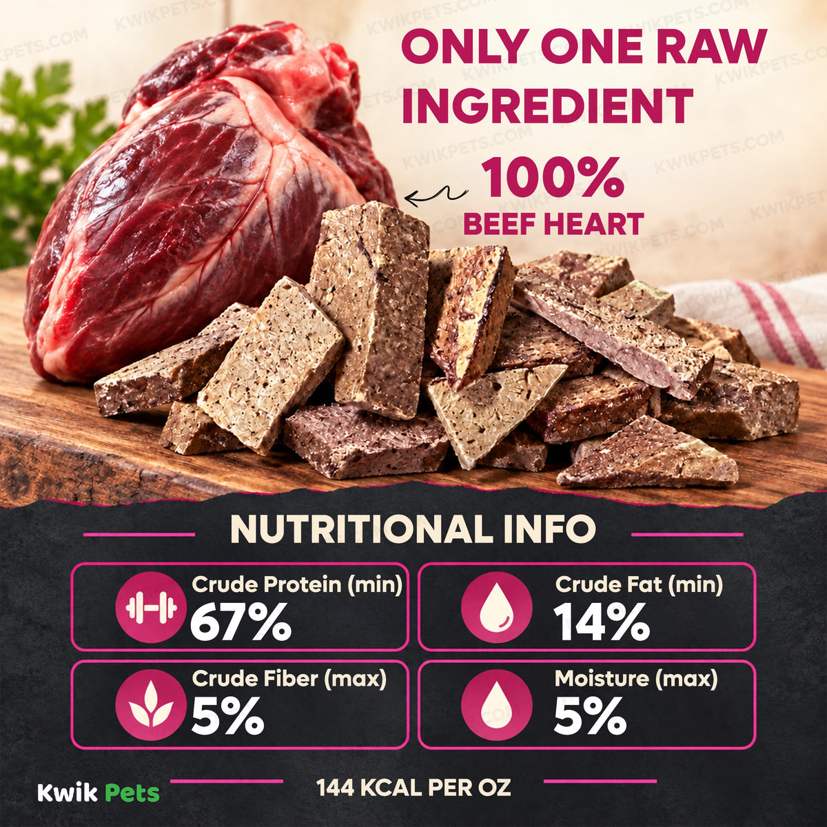 Nutrition of Northwest Naturals Raw Rewards Freeze Dried Dog & Cat Treats Beef Heart 3-oz