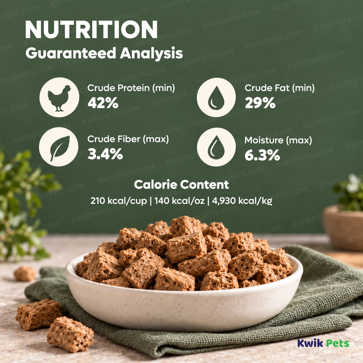 Nutrition of Steve's Real Food Freeze-Dried Nuggets Raw Dog & Cat Food Turducken Recipe 1.25-lb