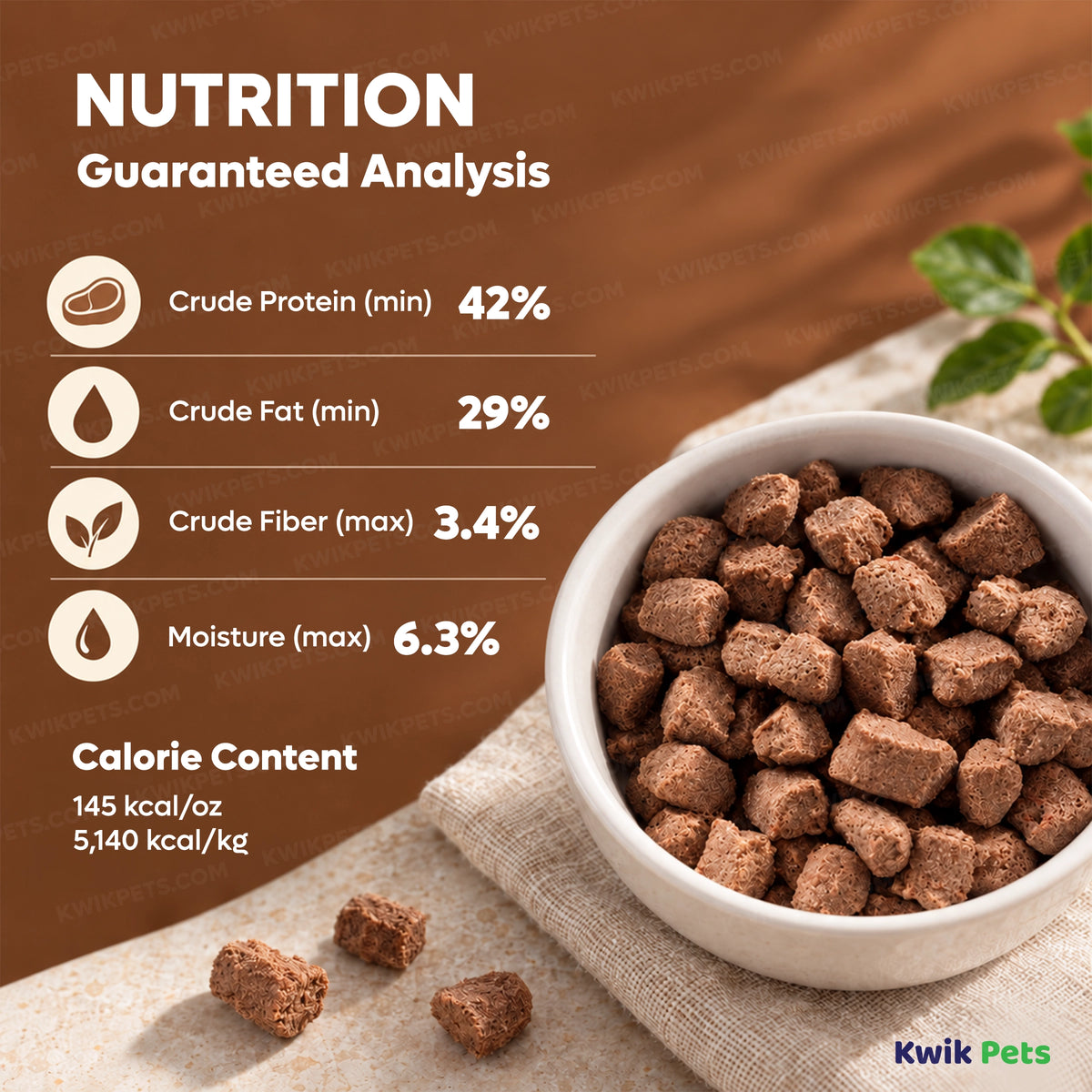 Nutrition of Steve's Real Food Freeze-Dried Nuggets Raw Dog & Cat Food Pork Recipe 1.25-lb
